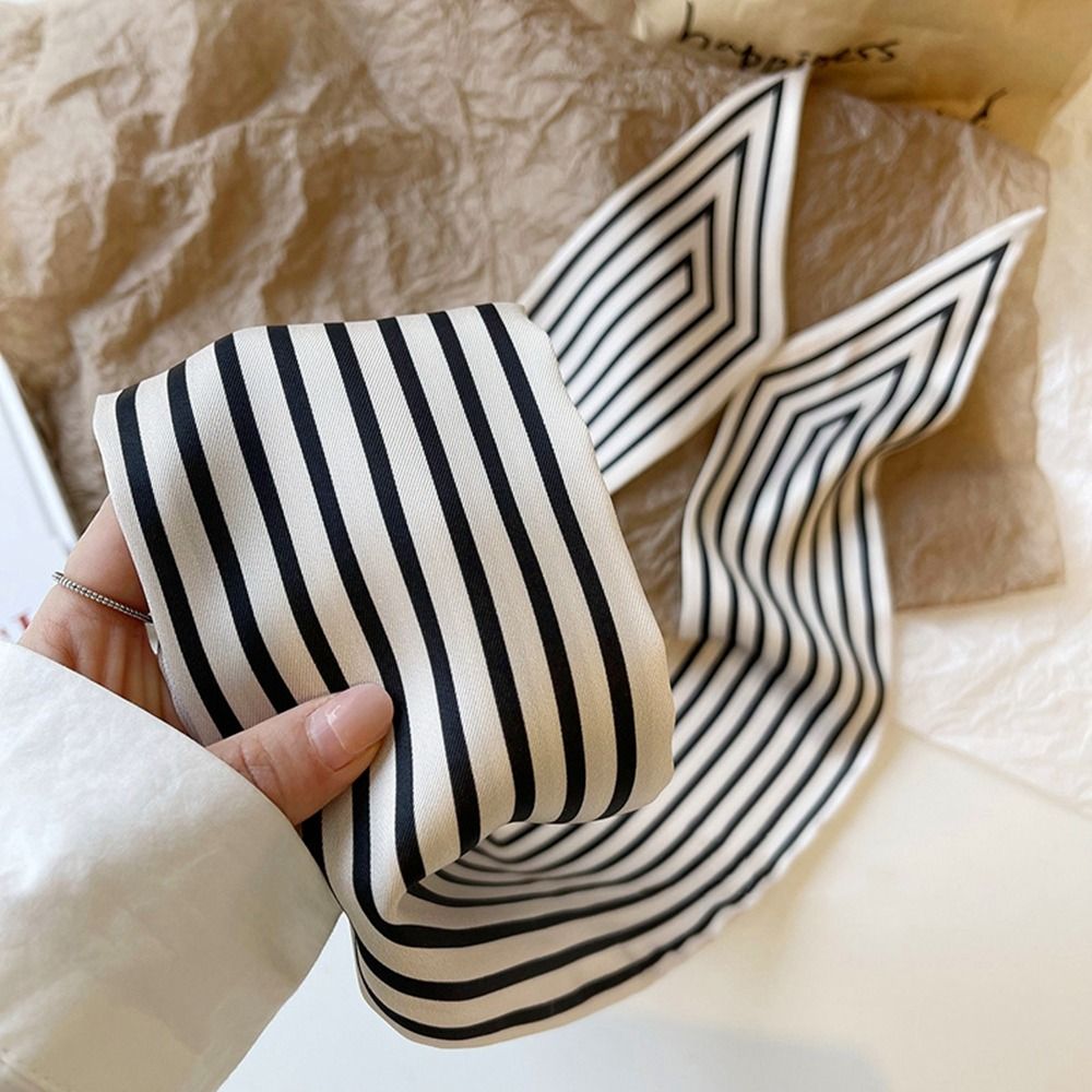 Silk Tie Striped - Zarif Şerit Fransız Kravat Kadın Şal