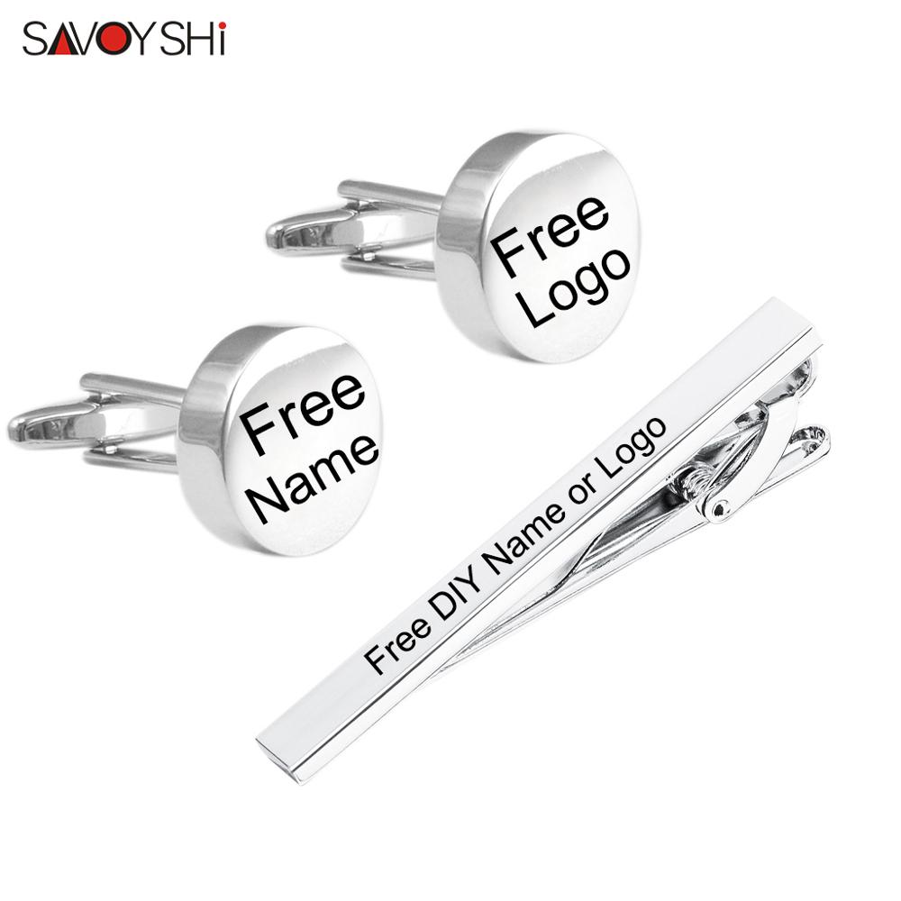 Tie Bar Set Gift - SAVOYSHI Ücretsiz Gravür Adı Kol Düğmeleri