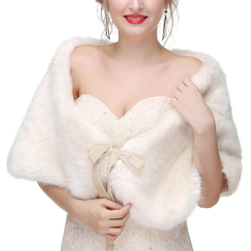 Stole Wedding Shawl - 652F Sofistike Sahte Kürkler Gelin ve