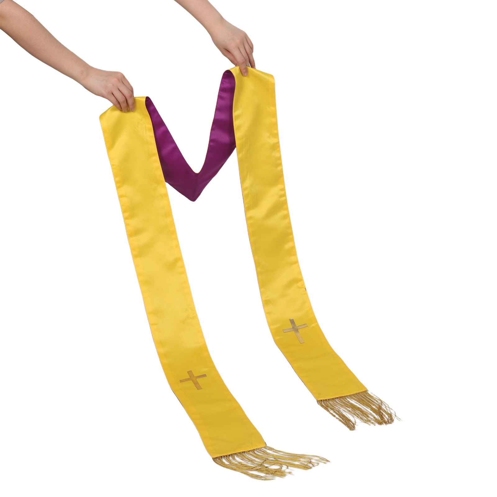 Stole Wedding Shawl - Çift Renkli Mor Altın Ters Çevrilebilir