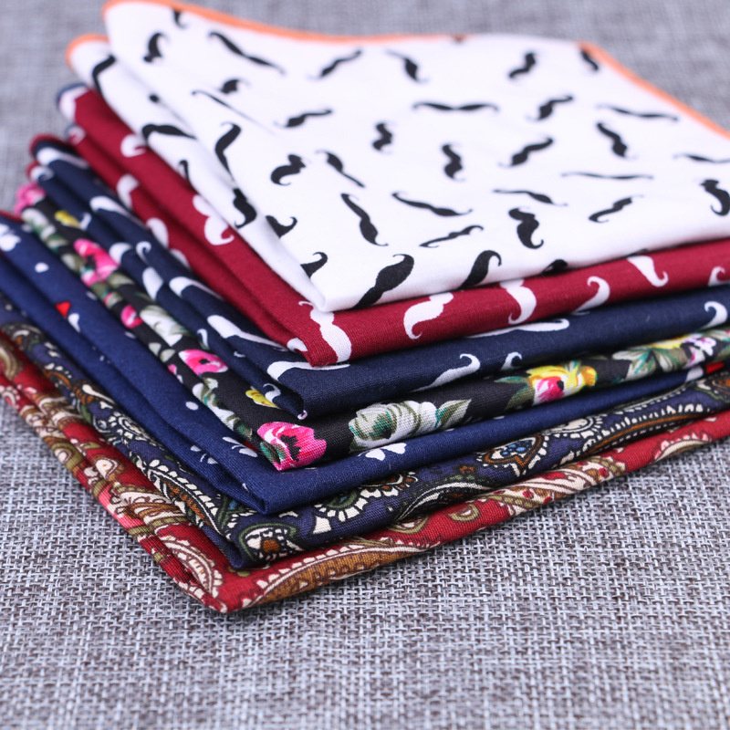 Handkerchief Cotton Men - Moda pamuk cep kare çiçek sakal