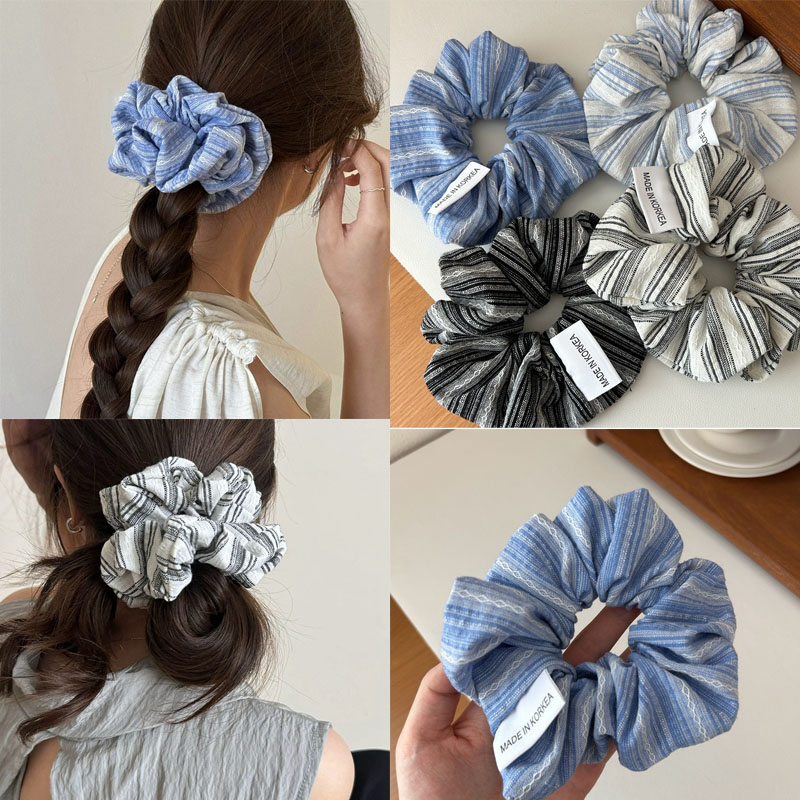 Silk Tie Striped - 2024 Kore Moda Şerit Saç lastik