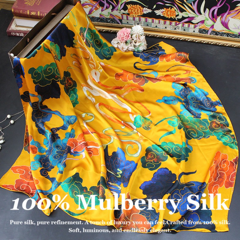 Pashmina Wrap Large - Yeni Lüks 110x110cm Gerçek İpek Şal
