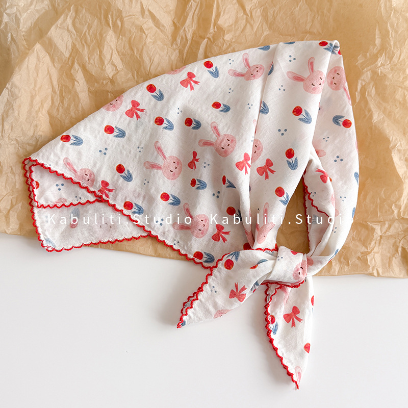 Ascot Neck Scarf - Pamuklu Keten Kare Eşarp 58 Cm
