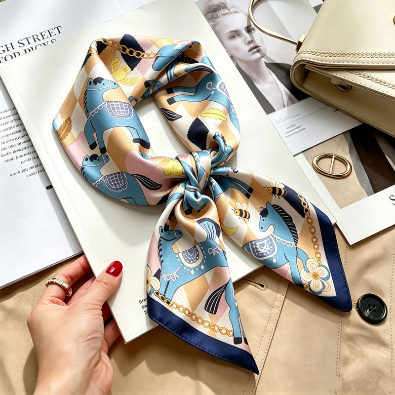 Face Scarf Mask - Bayanlar için ipek saç bandı, 70*70cm