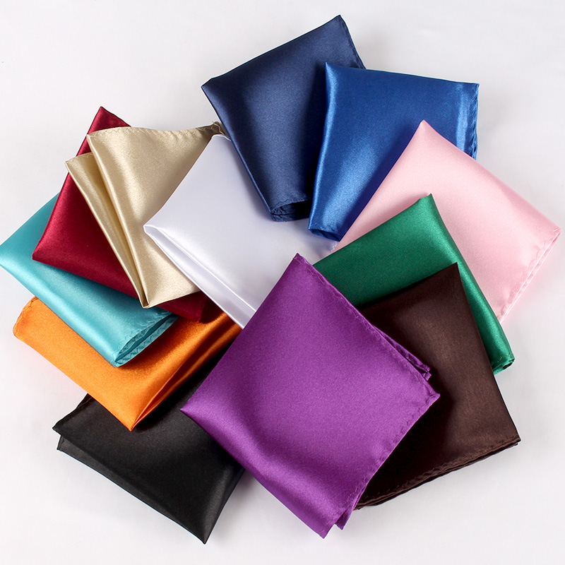 Pocket Square Set - Erkekler için saten mendil şeker renk