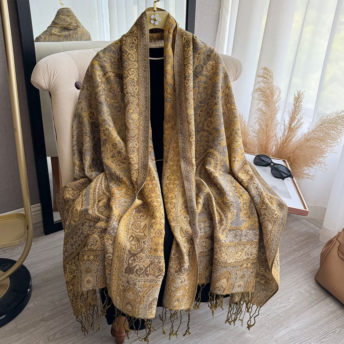 Woven Scarf Blanket - 2025Püskül Battaniye Tasarımı Etnik Tarzı Kalın