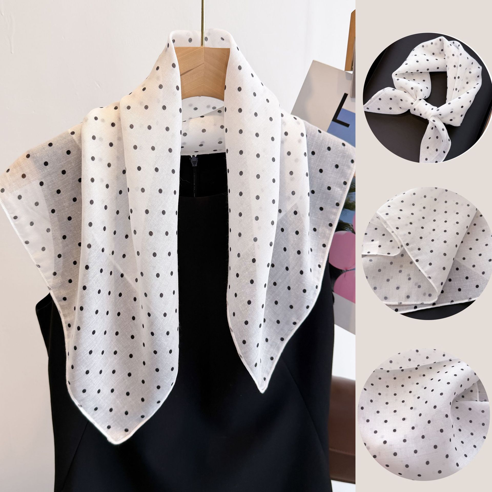 Bandana Cotton - 50cm Pamuklu Keten Kare Eşarp -