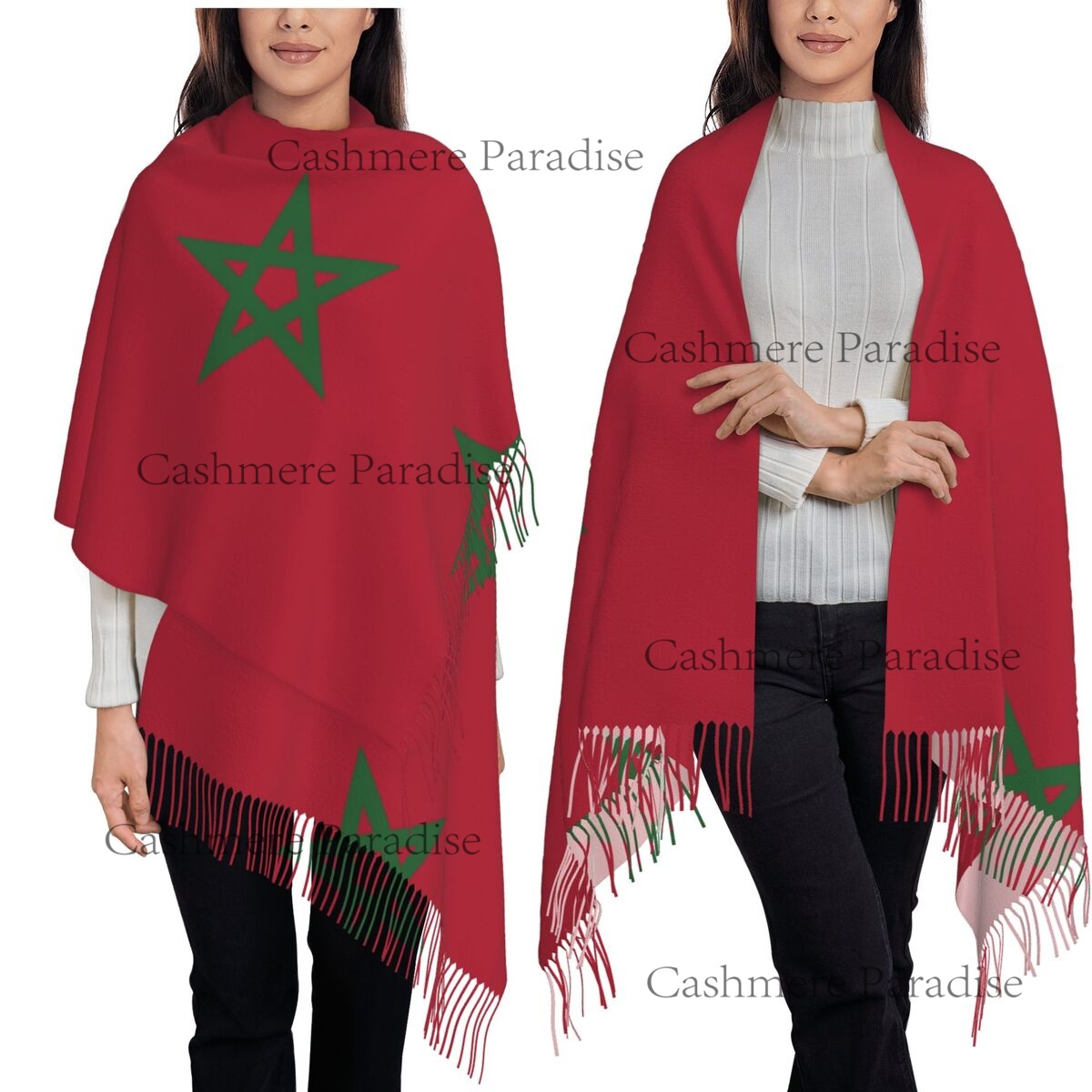 Infinity Scarf Knit - Fas Bayrağı Kadınlar İçin Sıcak Kış