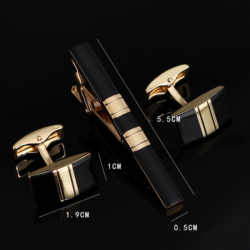 Tie Bar Set Gift - Erkek bağları klip kol düğmeleri seti