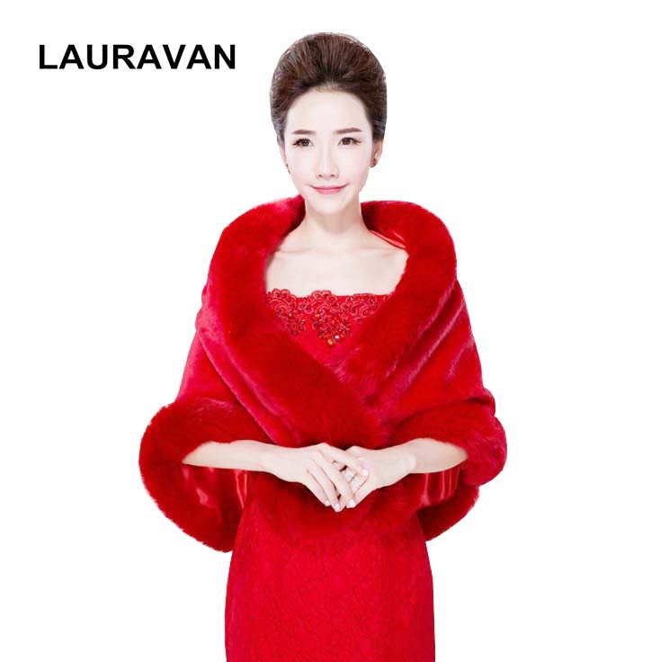 Stole Wedding Shawl - Kırmızı Gelin Şalları Kışlık Suni Kürk