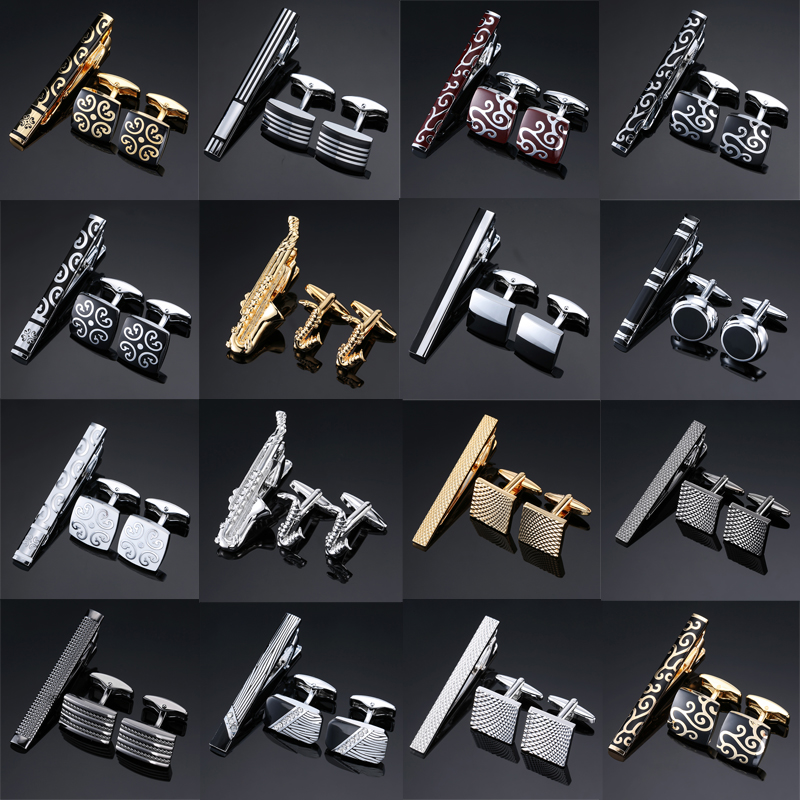 Tie Bar Set Gift - Yüksek kalite kol düğmeleri kravat klip