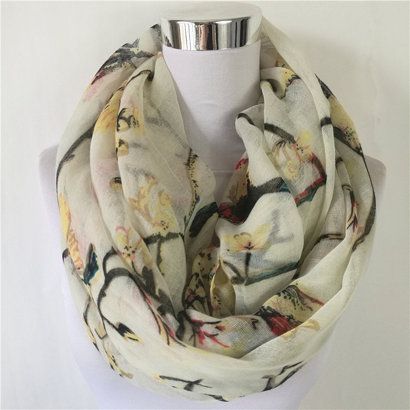 Yeni Saksağan Kuş baskı Viskon - Infinity Scarf Knit incelemesi ve fiyatı
