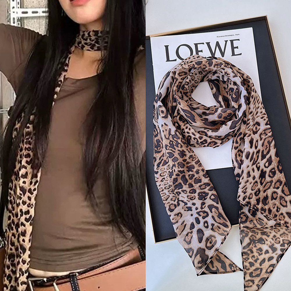 Leopar Küçük Uzun ipek eşarp K - Ascot Neck Scarf incelemesi ve fiyatı