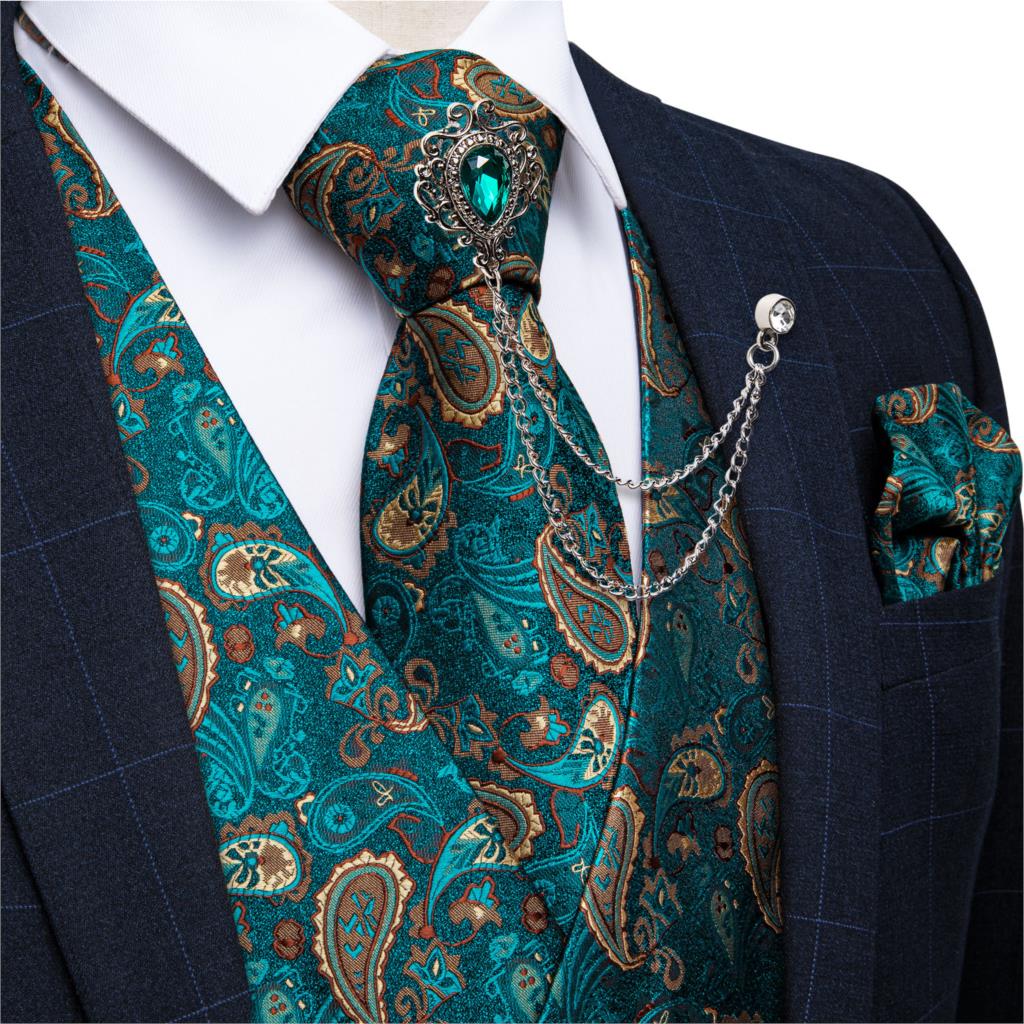 Yeni Teal Yeşil Paisley Resmi  - Pocket Square Set incelemesi ve fiyatı