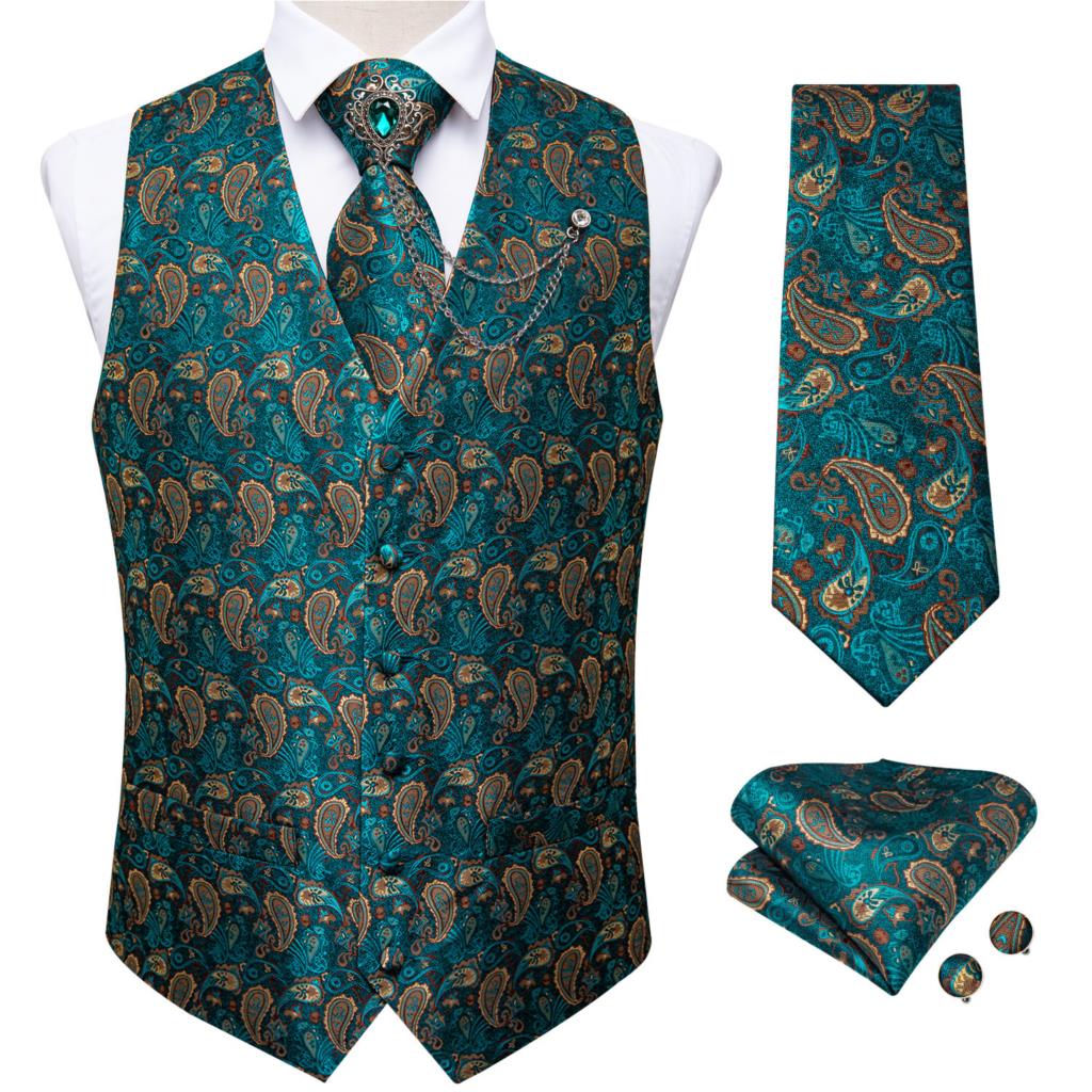 Yeni Teal Yeşil Paisley Resmi  - Pocket Square Set incelemesi ve fiyatı