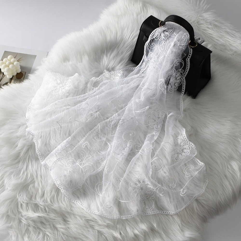 Dantel Eşarp İşlemeli Çiçekli  - Stole Wedding Shawl incelemesi ve fiyatı