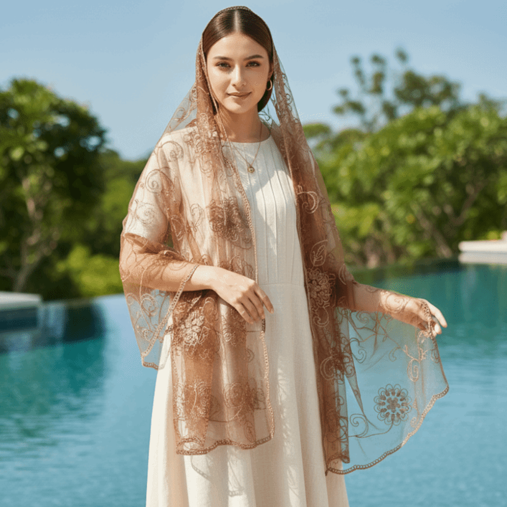 Dantel Eşarp İşlemeli Çiçekli  - Stole Wedding Shawl incelemesi ve fiyatı